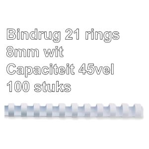 bindrug-gbc-21-rings-8mm-wit;-doos100st-capaciteit-45-vel-536060