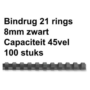 bindrug-gbc-21-rings-8mm-zwart;-doos100st-capaciteit-45-vel-536061