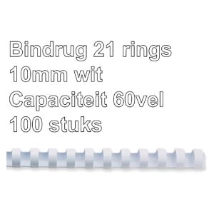 bindrug-gbc-21-rings-10mm-wit;-doos-100st-capaciteit-60-vel-536080