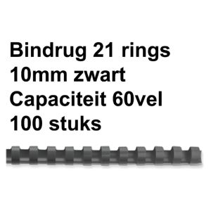 bindrug-gbc-21-rings-10mm-zwart;-doos-100st-capaciteit-60-vel-536081