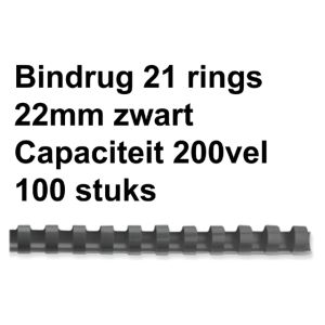 bindrug-gbc-21-rings-22mm-zwart;-doos-100st-capaciteit-200-vel-536201