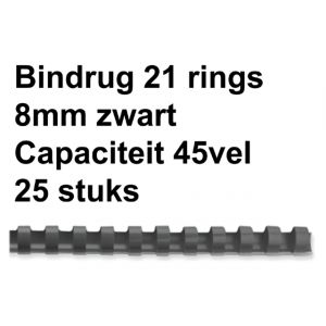 bindrug-fellowes-21-rings-8mm-zwart;-doos-25st-capaciteit-45-vel-537761
