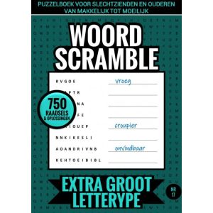 Puzzelboek voor Slechtzienden en Ouderen, van Makkelijk tot Moeilijk - Woord Scramble - Extra Groot Lettertype - Nr. 17